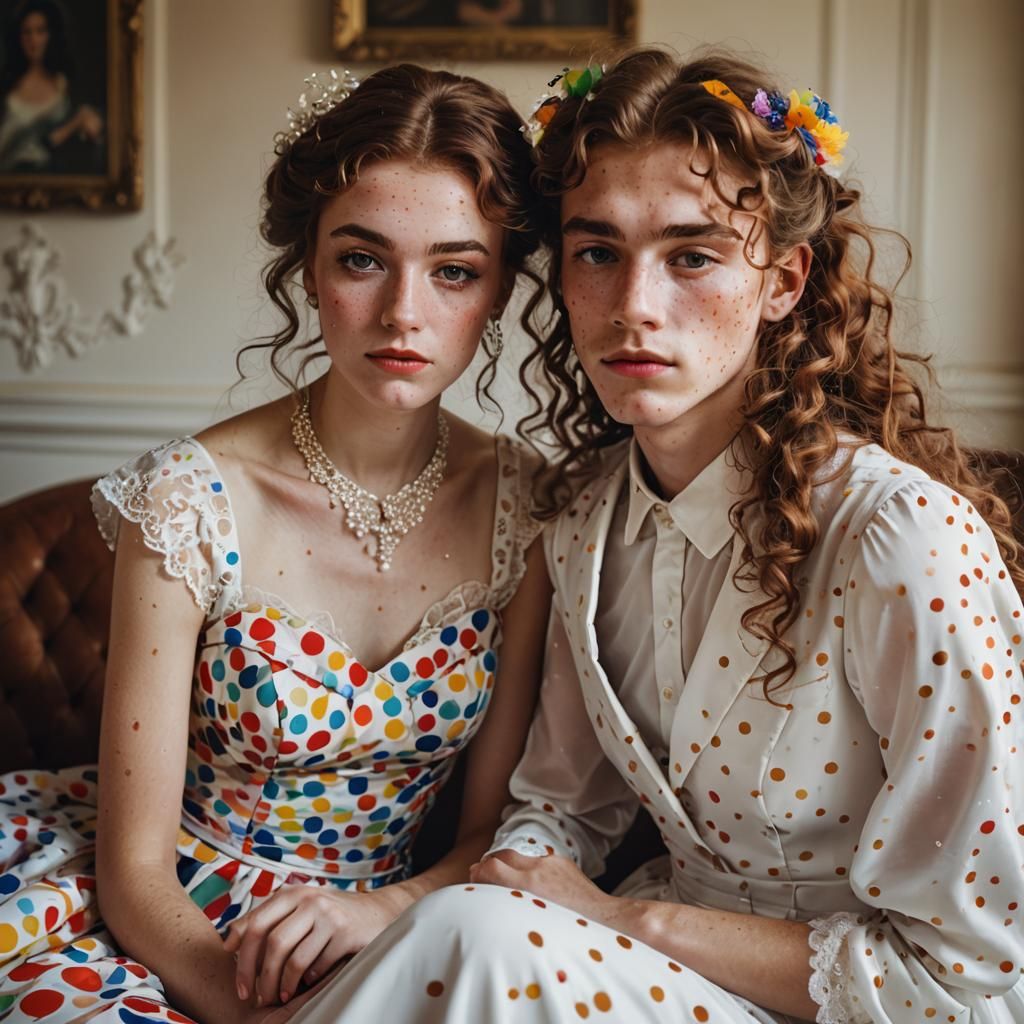 High-Fashion Portrait of Crossdressing Boy and Girl