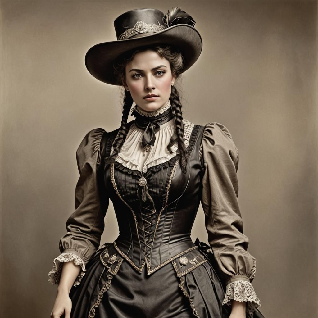 Saloon Girl and Cowboy in Hyperrealistic Detail