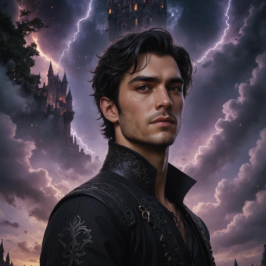 Young Man on Castle Balcony: Detailed Matte Painting