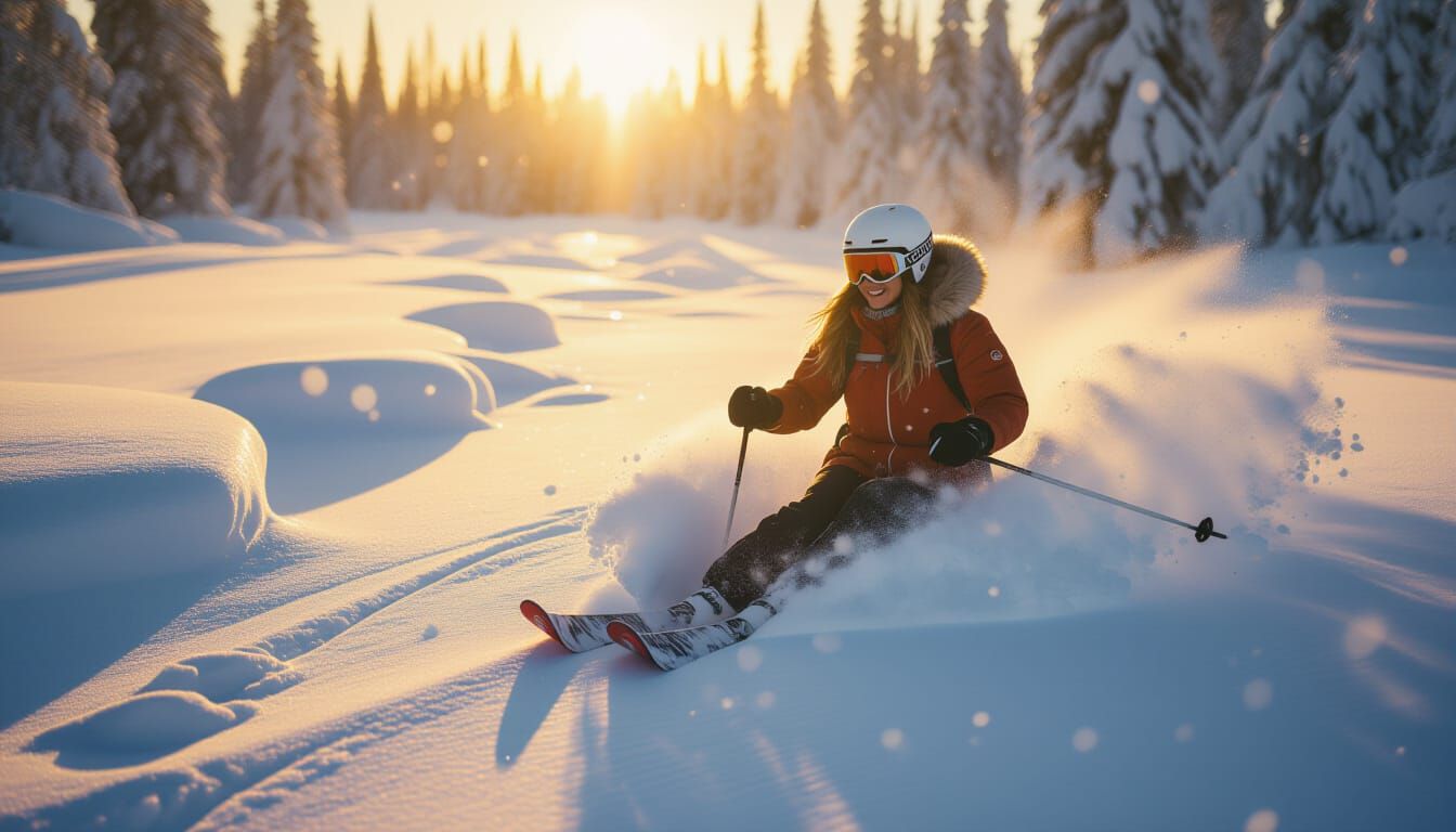 Alaskan Woman Skiing: Hyperrealistic Cinematic Photo