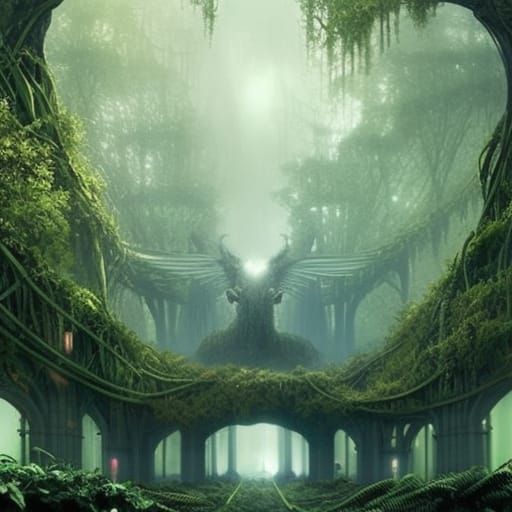 Cats Covered in Vines: Dark Fantasy Concept Art