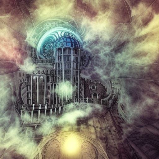 Fantasy Anime Architectural Dream in the Clouds