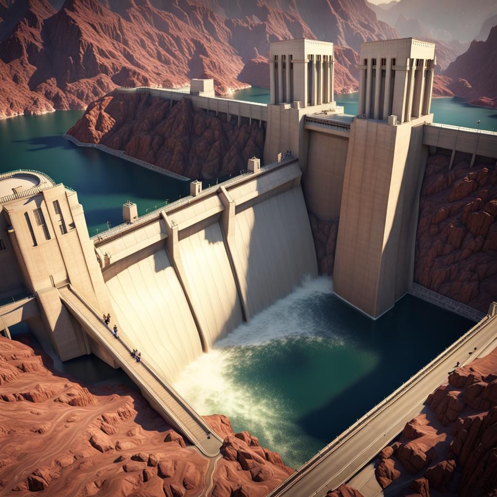 Hoover Dam Overflow: Detailed Matte Painting