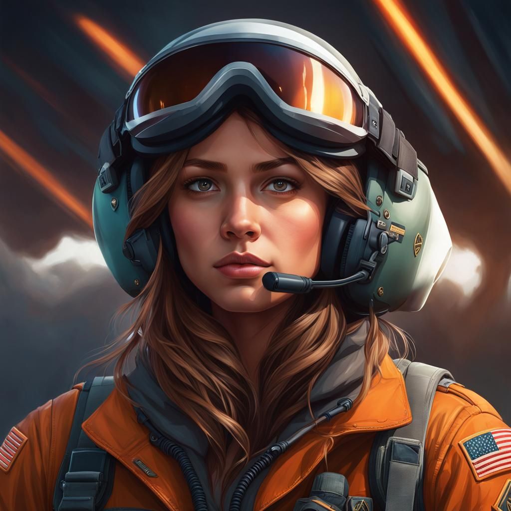 Air Force Pilot Portrait in Detailed Digital Art
