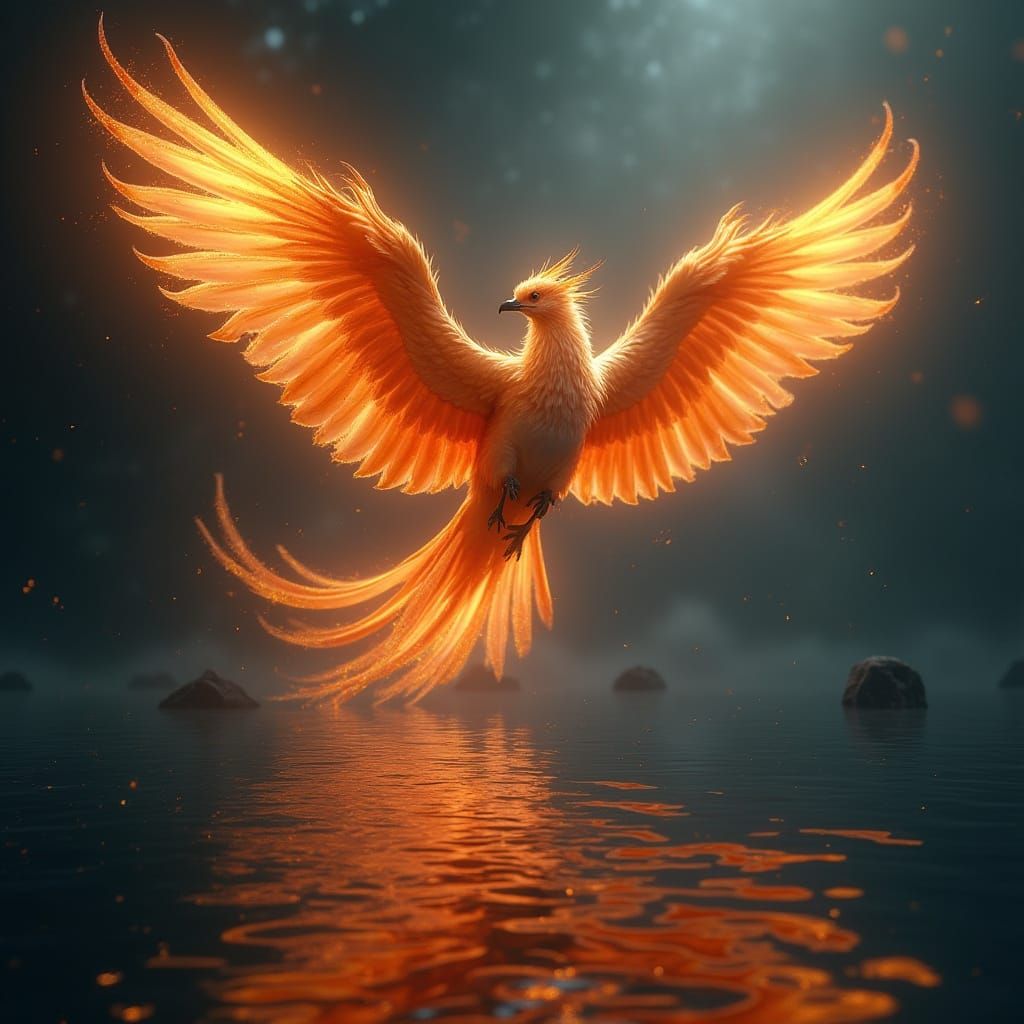 Majestic Phoenix in Flight, Realistic and Cinematic