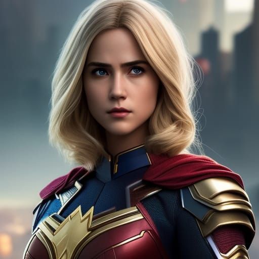 Hyperrealistic Supergirl Portrait in Art Nouveau Style