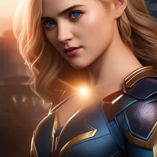 Hyperrealistic Supergirl Portrait in Art Nouveau Style