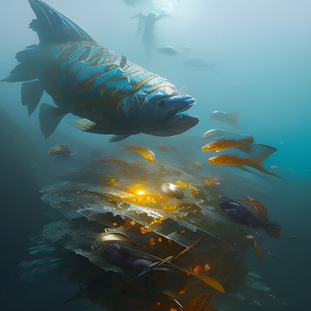 Diver in Ocean Depth, Hyperdetailed Concept Art