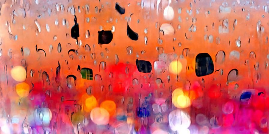 Impressionistic Raindrops on a Window