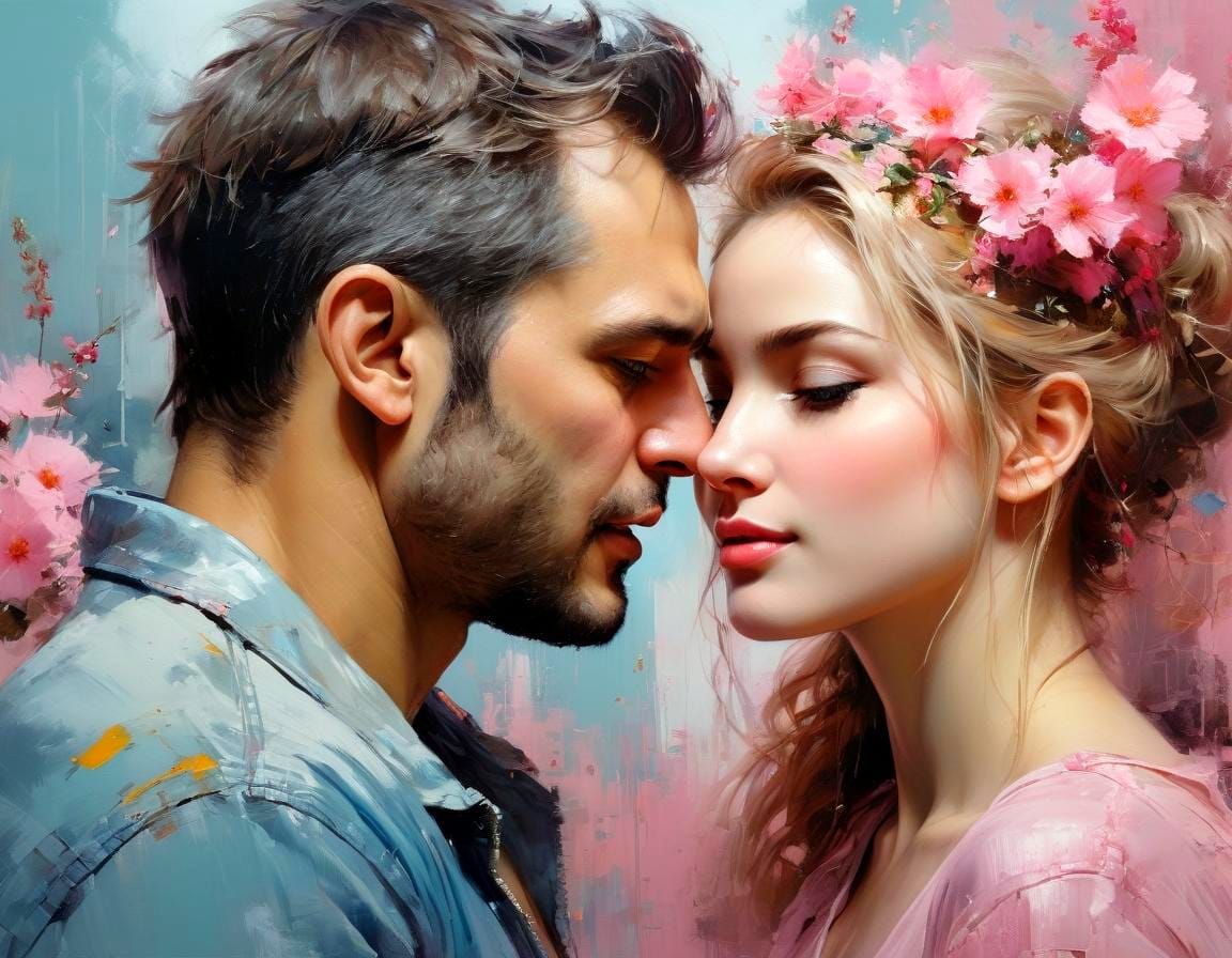 Duotone Portrait of Couple in Pastel Colors