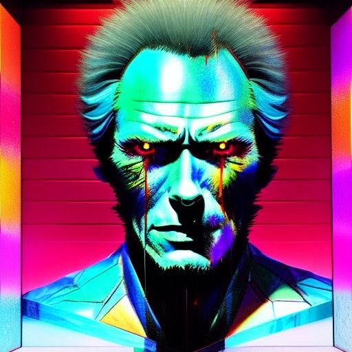 Clint Eastwood Portrait in Biopunk Pop Art Style