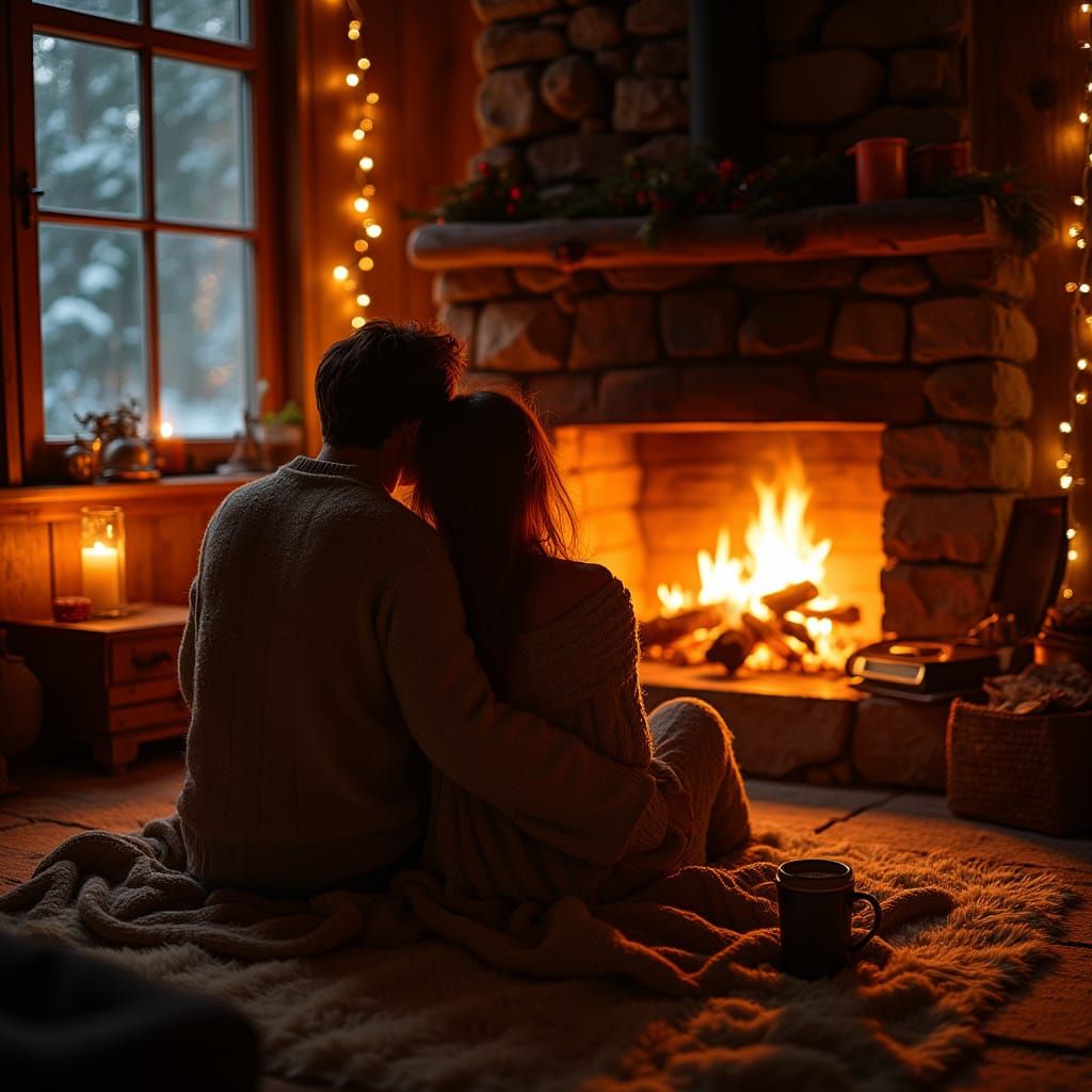 Golden Hues of Intimacy in a Secluded Cabin