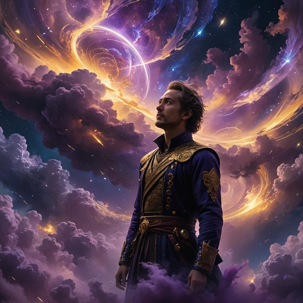 Celestial Portrait in Zaffre Hues, Digital Concept Art