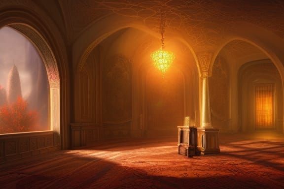 Fantastical Castle Room in Ethereal Digital Art Style