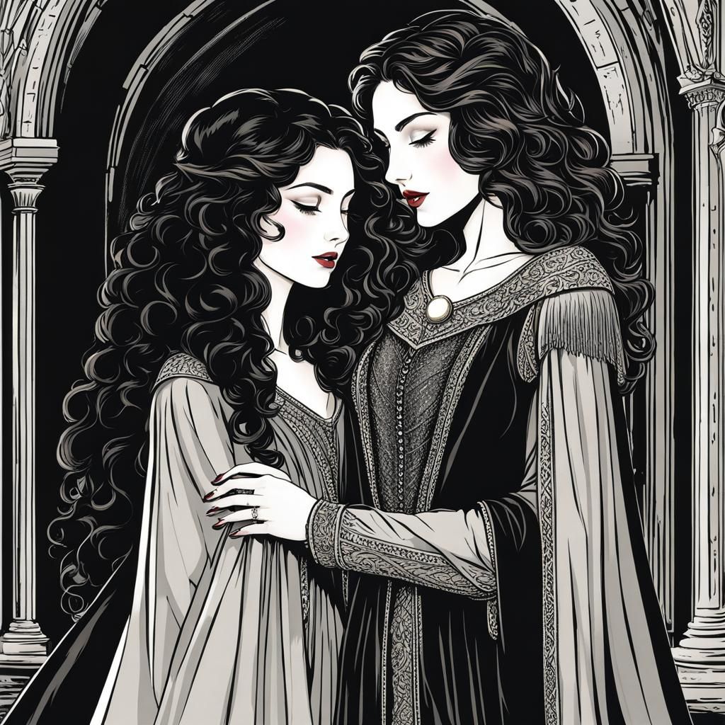 Medieval Mother and Daughter Embrace