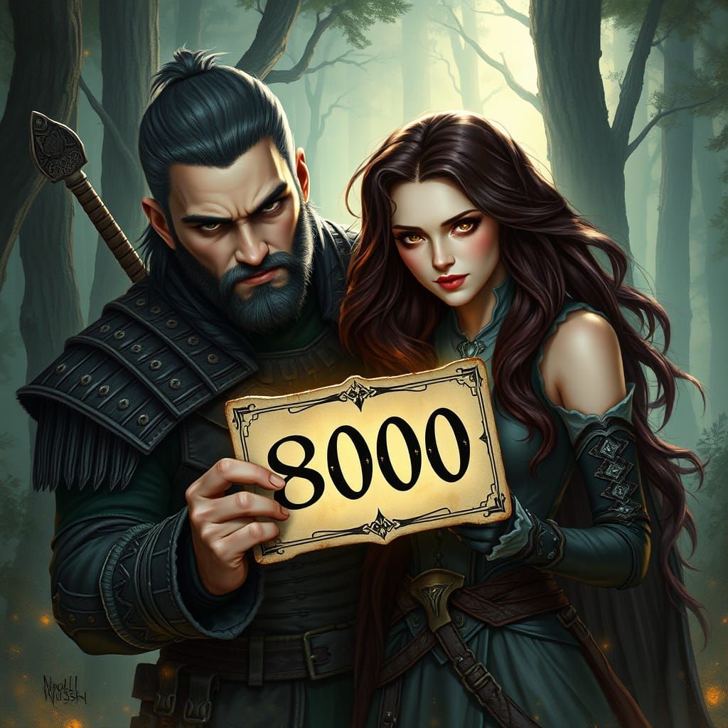 Geralt and Yennefer in a Glowing Forest Masterpiece