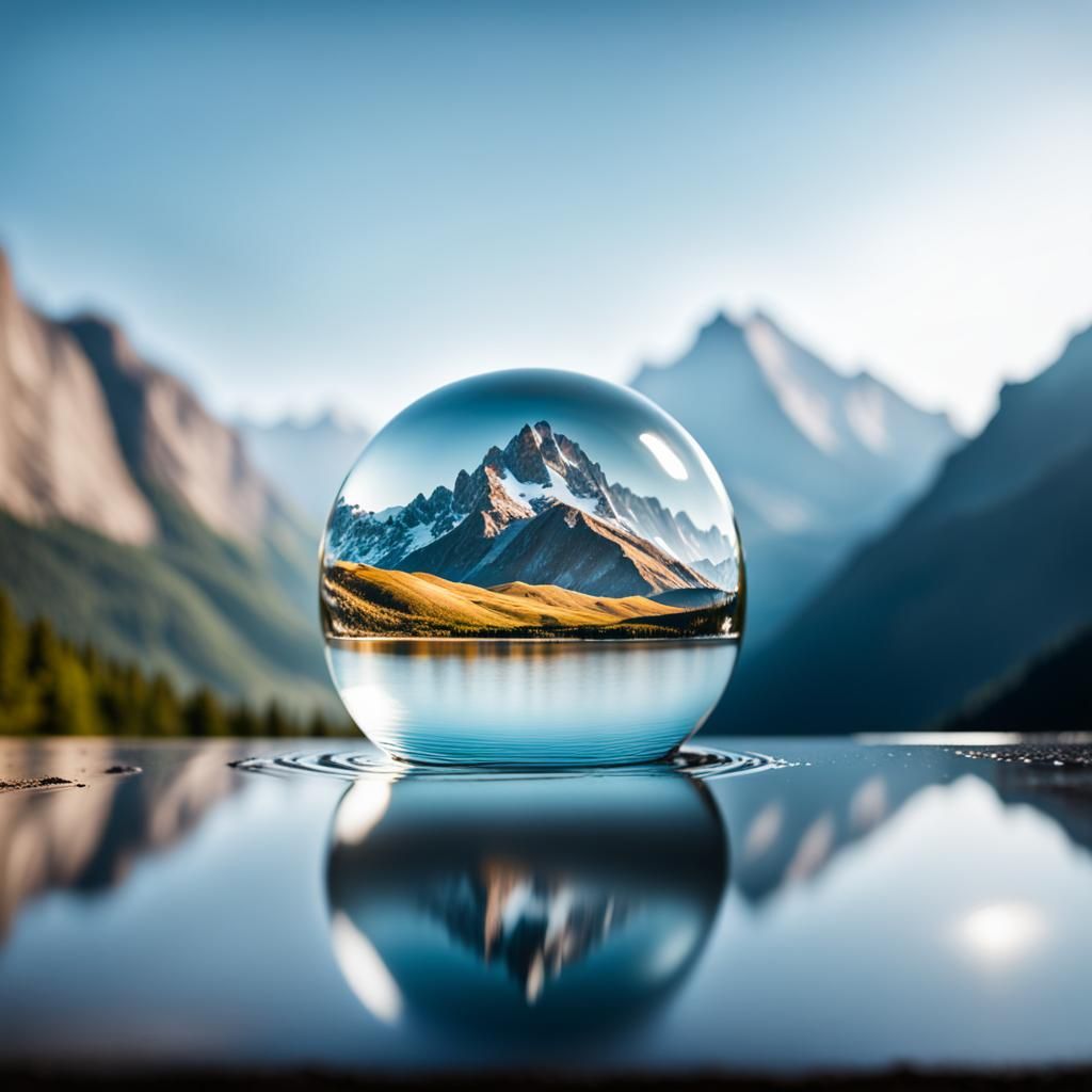 Anamorphic Art: Water Droplet Mountain View