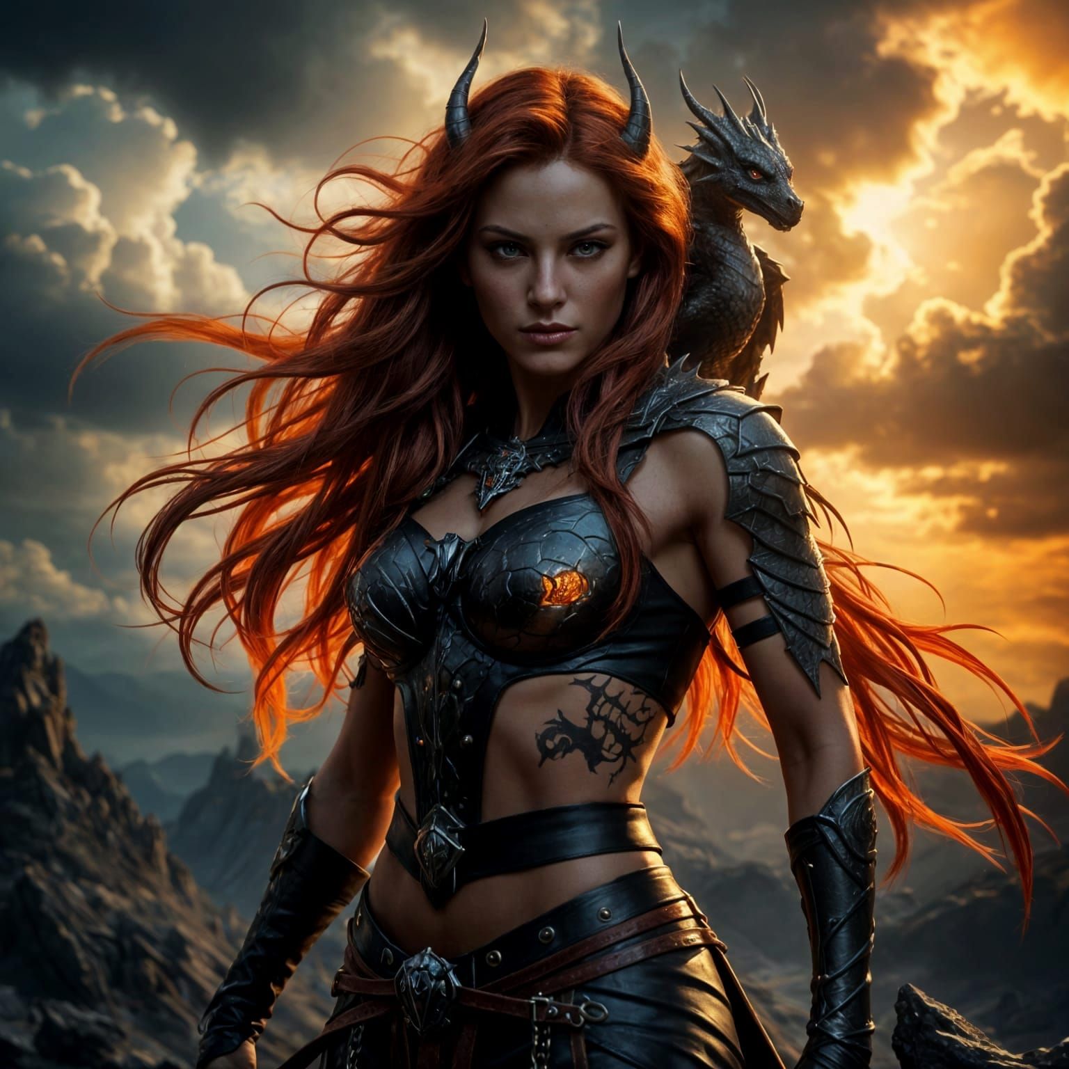 Dragon Mistress Portrait in Dark Fantasy Style