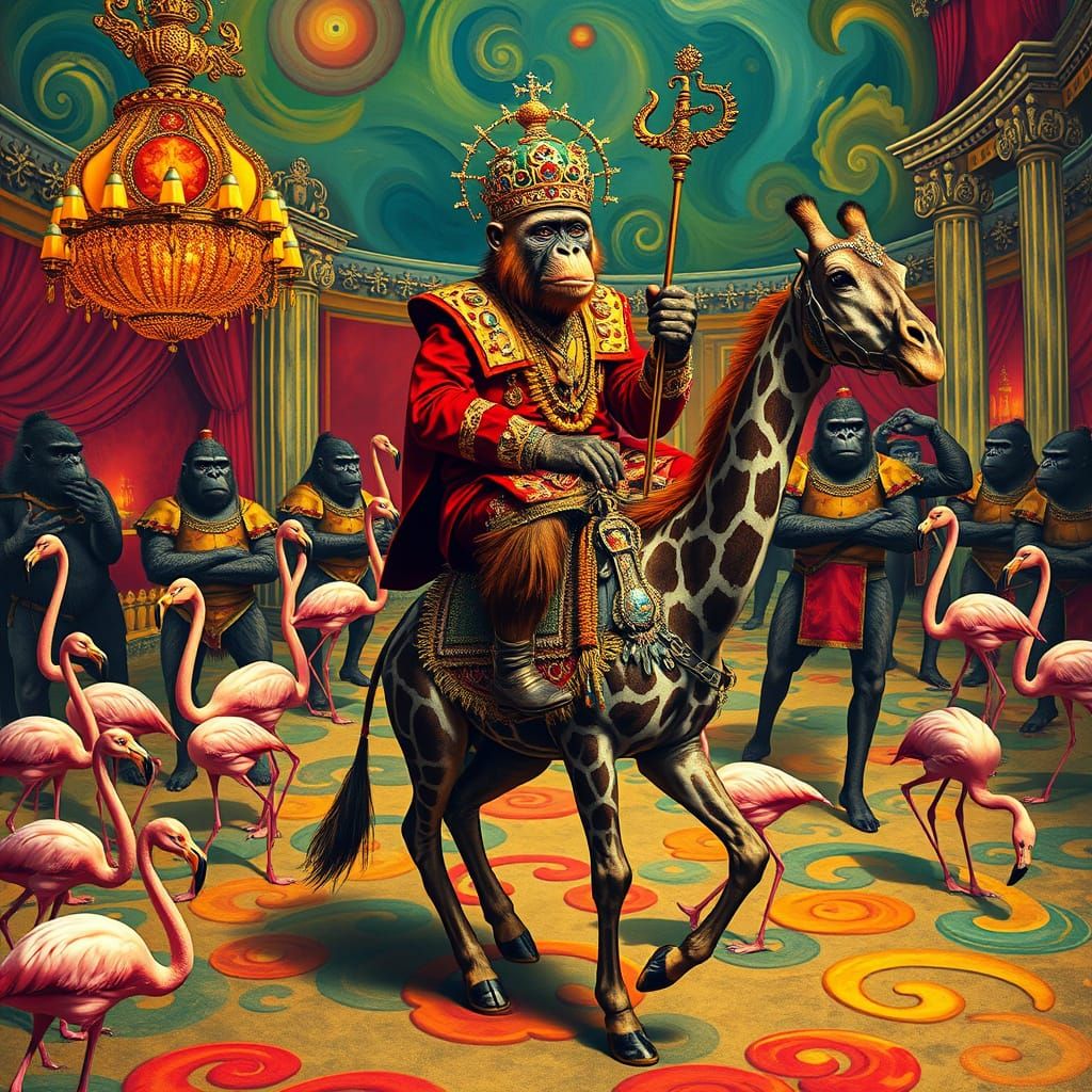 Maharaja Orangutan Enters Lavish Ballroom with Knighted Gori...