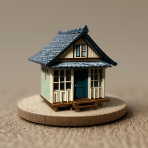 Miniature Chopstick House: Folk Art Macro Photograph