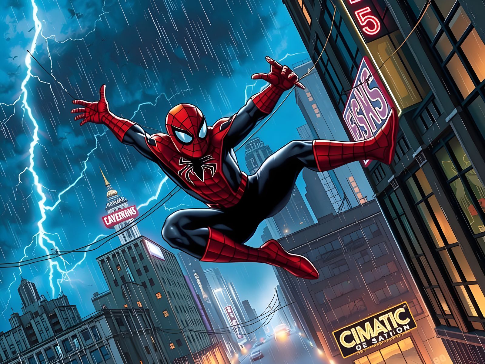 Spider-Man's Spectacular Nighttime Acrobatics