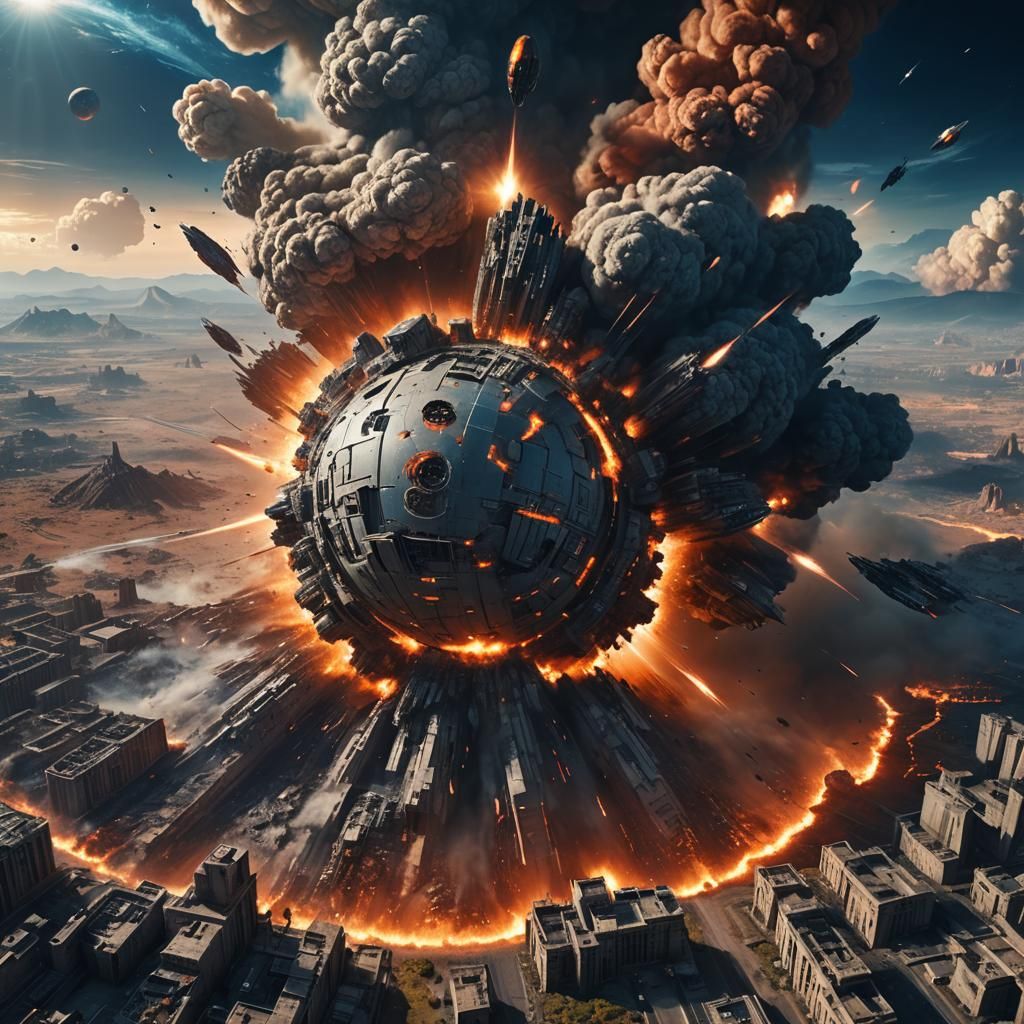 Spaceship Views Earth's Nuclear Apocalypse