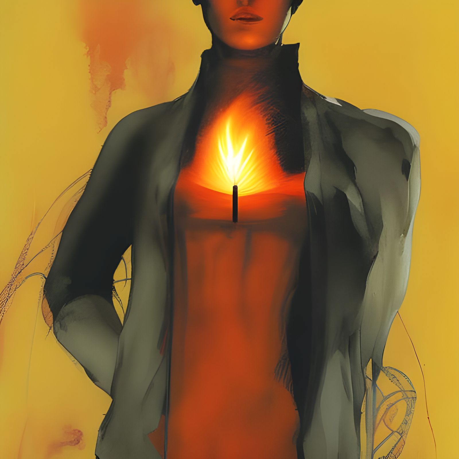 Fiery Figure Ablaze: Comic Book Art Style