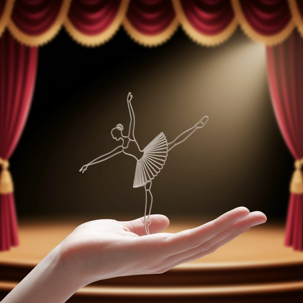 Delicate Wire Ballerina Sculpture on Open Palm