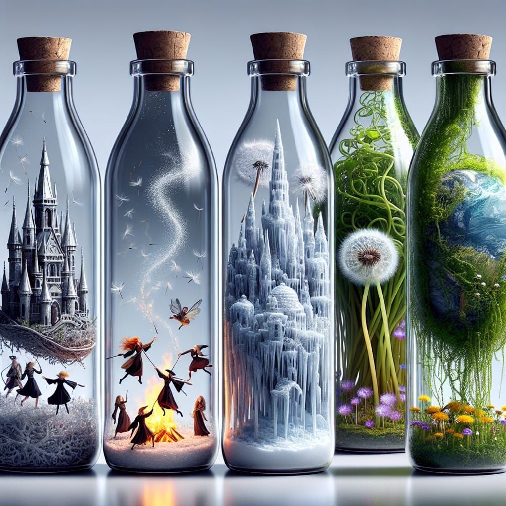 Miniature Worlds in Glass Bottles