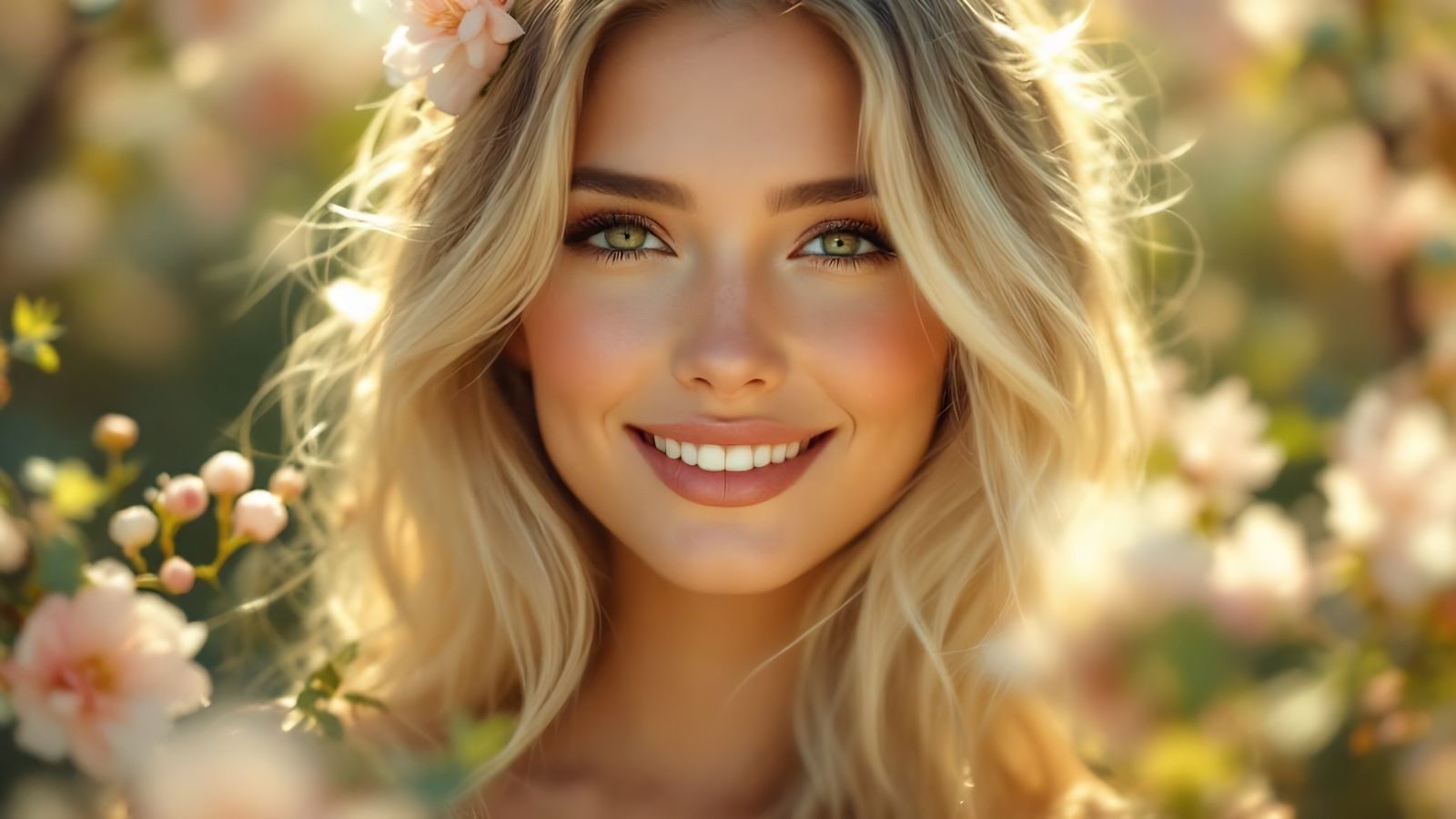 Radiant Spring Portrait of a Blonde Beauty