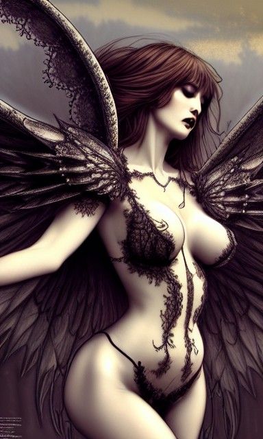 Succubus with Angel Wings in Hyperdetailed Digital Art