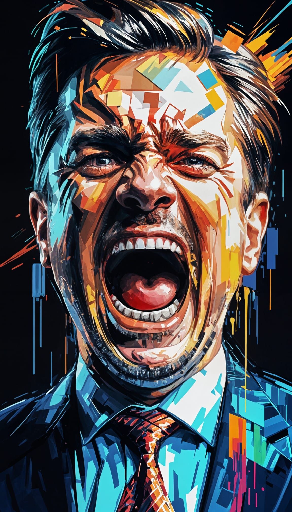 Emotional Breakdown: Painterly Glitch Portrait