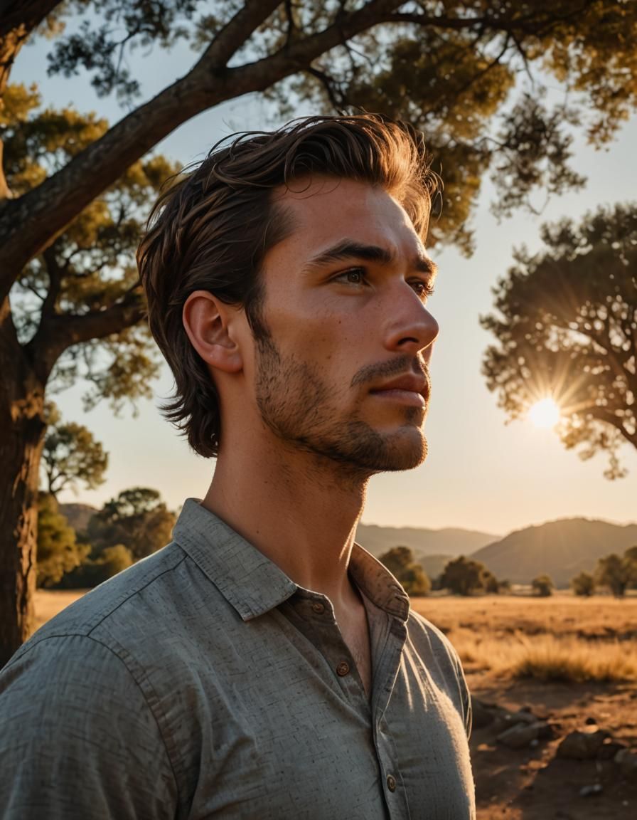 Portrait of a Handsome Man in Volumetric Lighting