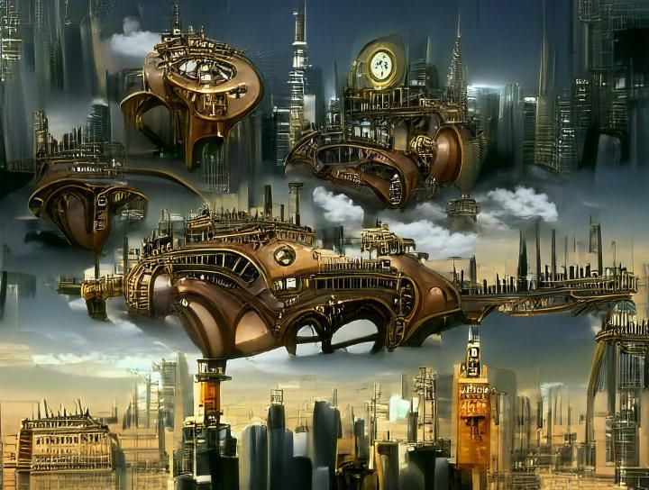 Futuristic Steampunk Cityscape