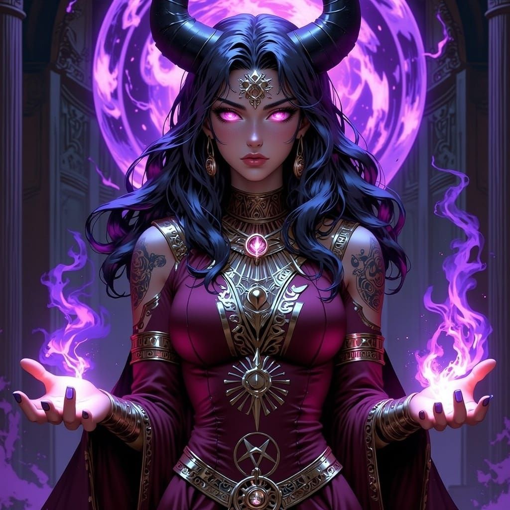 Female Anubis Summoning Evil Forces with Magic