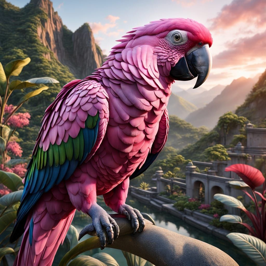 Vibrant Zen Parrot Blooms in Morning Mountain Glory