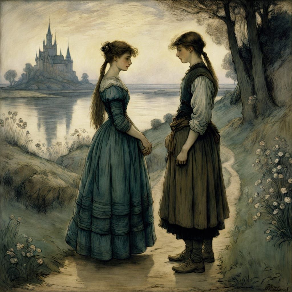 Whimsical Fairytale Scene in Jewel Tones