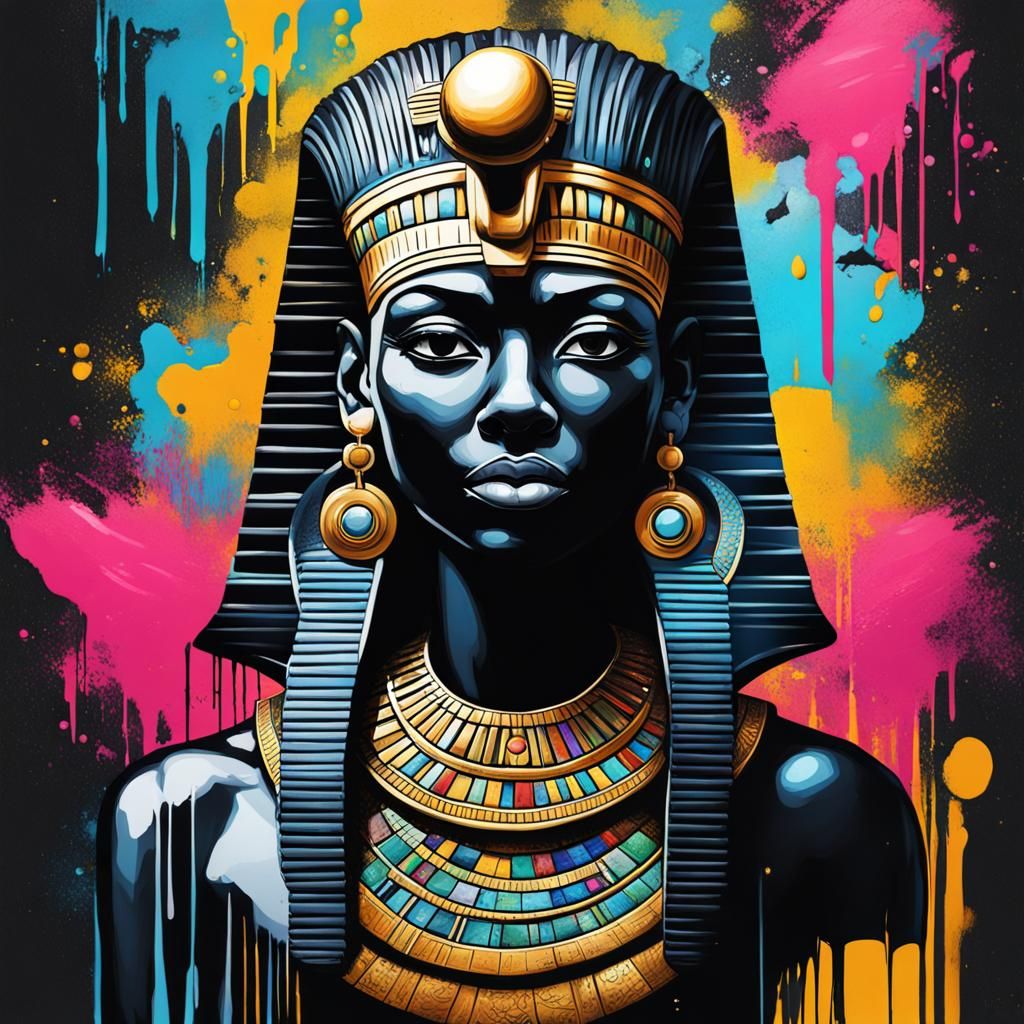 Black Egyptian Goddess in Graffiti Art Style