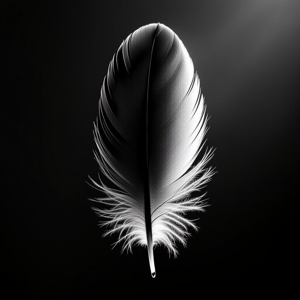 Dramatic Black and White Feather: Chiaroscuro Detail