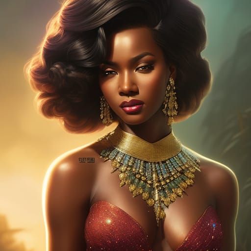 Glamorous Hourglass Figure with Gold Glitter Accents