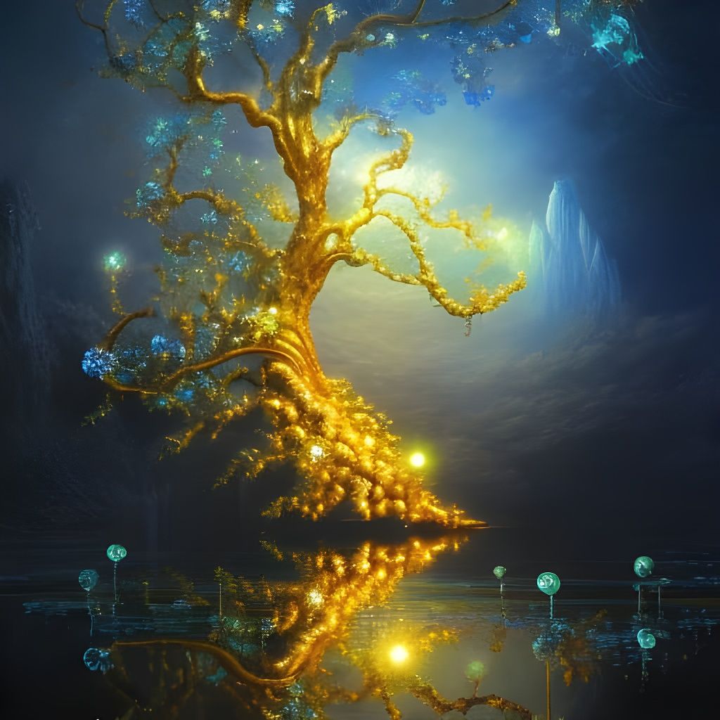 Intergalactic Bonsai Garden with Ethereal Trees