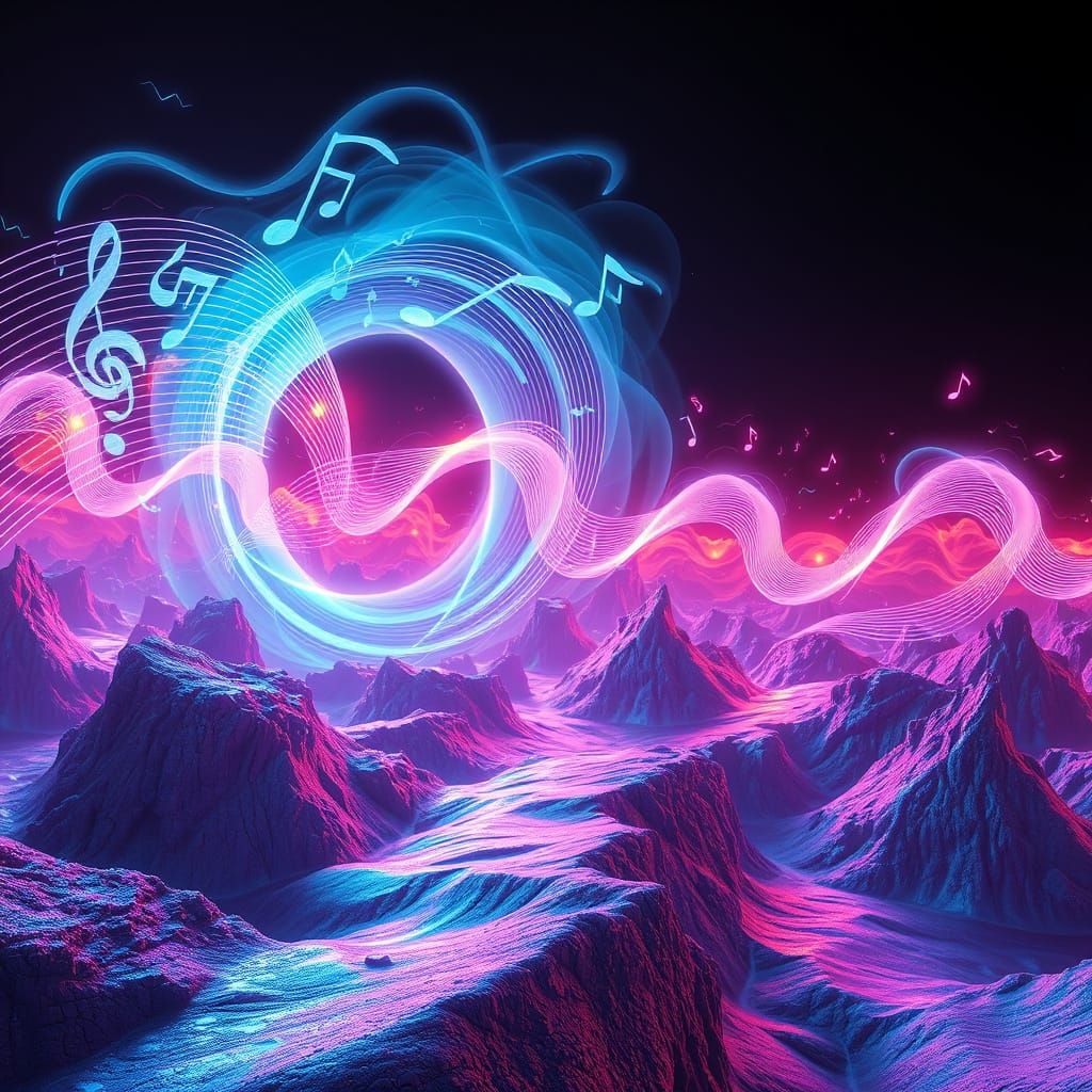 Dreamlike Vortex of Sound Waves in Vibrant Optical Illusions