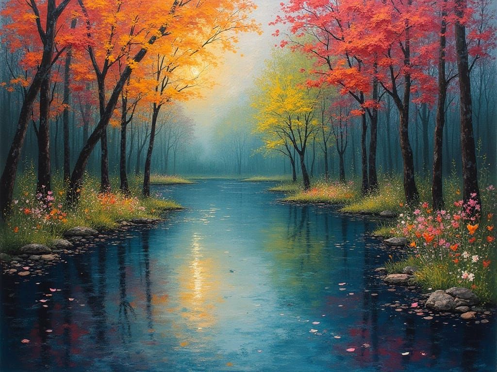 Ominous River Scene in Modern Style