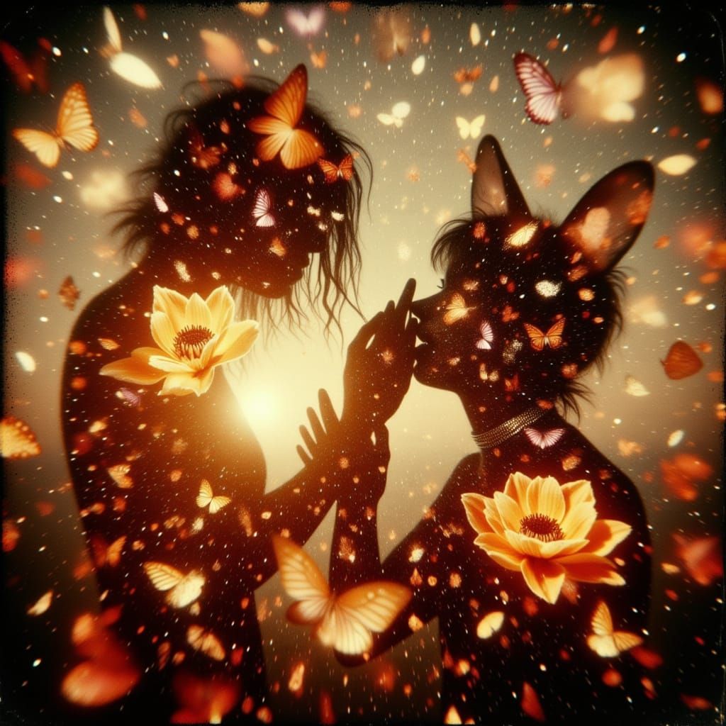 Double Exposure Love Amidst War in Sepia Tones