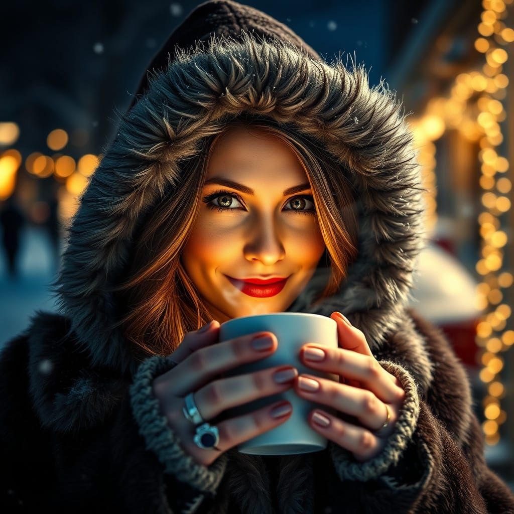 Enchanting Winter Moment Captured in Hyperrealistic Style