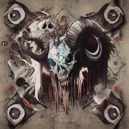 Worm Emerges from Zombie Head in Death Metal Art