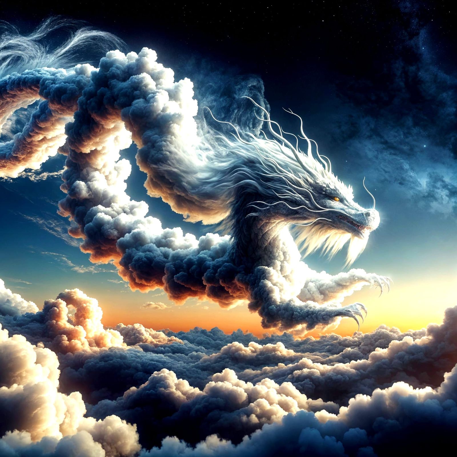 Majestic Cloud Dragon in High Resolution