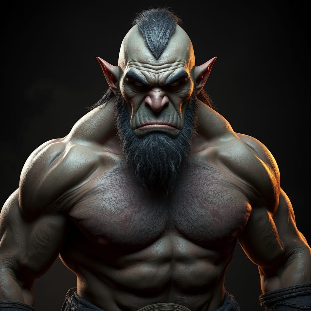 Orc Barbarian with Elven Features in Photorealistic Style