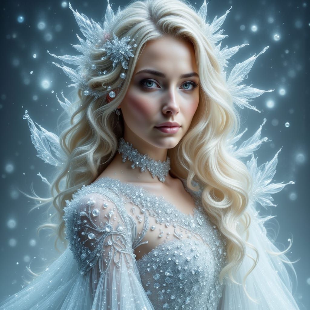 Ice Princess Portrait with Crystalline Sheen