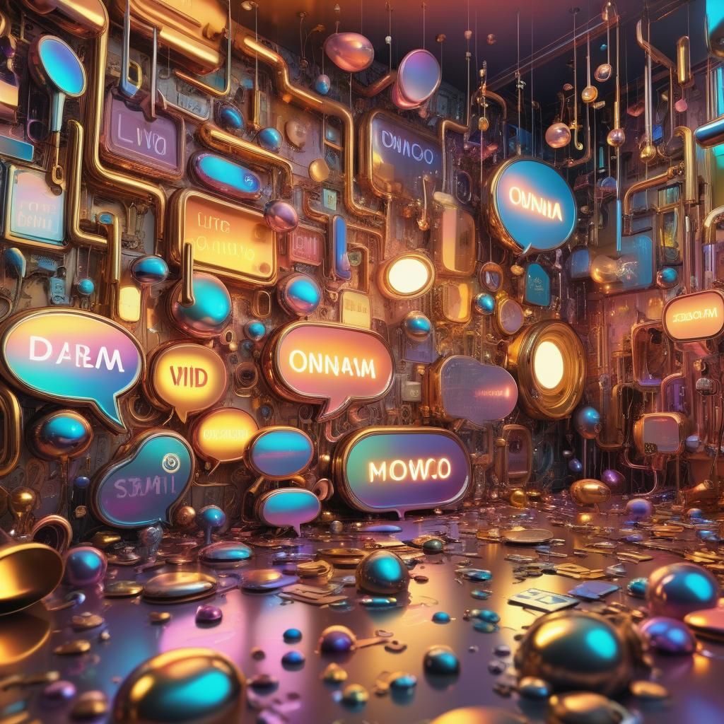 Surreal Still Life: Iridescent Onomatopoeia in Digital Art